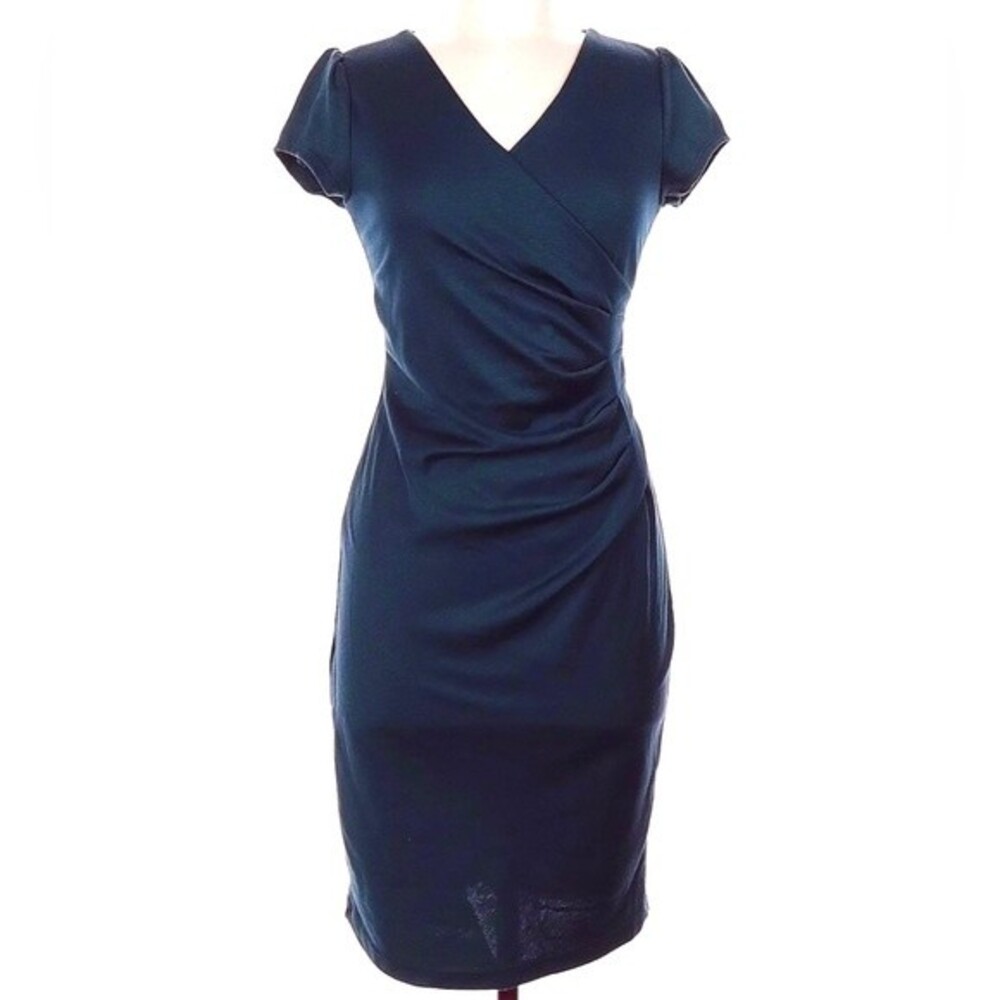 Navy ruched sheath dress size small